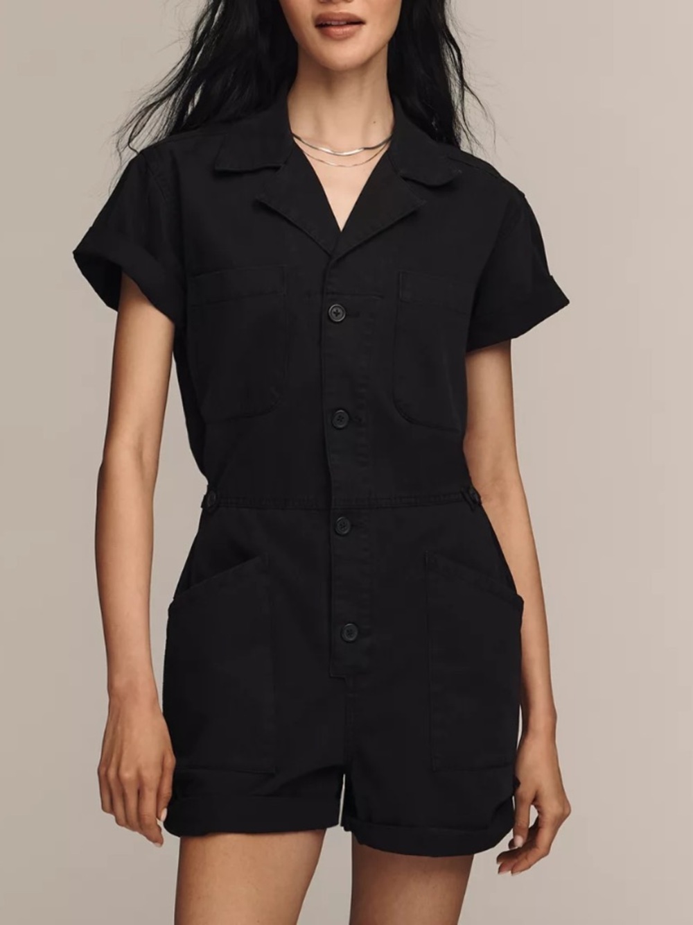 Pistola NWT Parker Fade to Black Short-Sleeve Button Romper Size Medium